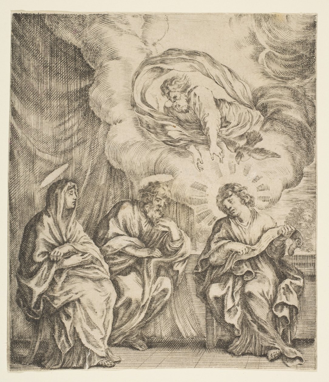 Kind Jezus Verklaart de Schrift aan Zijn Moeder en St. Jozef, ca. 1627 door Stefano della Bella