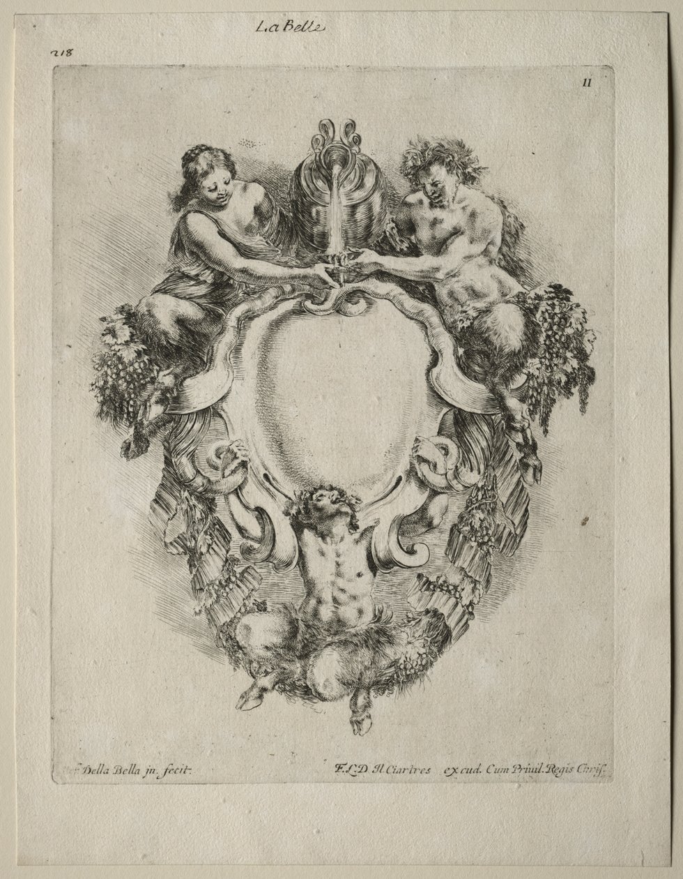 Collectie van Diverse Caprices en Nieuwe Ontwerpen van Cartouches en Ornamenten: Nr. 11 door Stefano della Bella