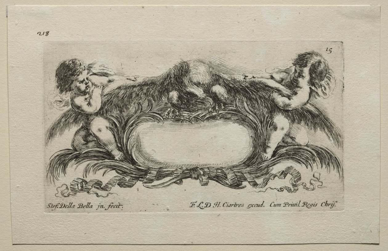 Verzameling van Verschillende Caprices en Nieuwe Ontwerpen van Cartouches en Ornamenten: Nr. 15 door Stefano della Bella