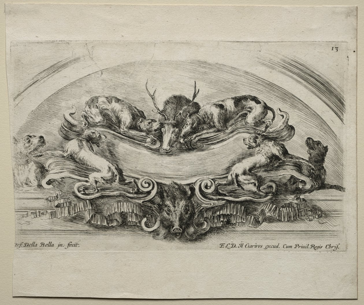 Collectie van Diverse Caprices en Nieuwe Ontwerpen van Cartouches en Ornamenten: Nr. 13 door Stefano della Bella