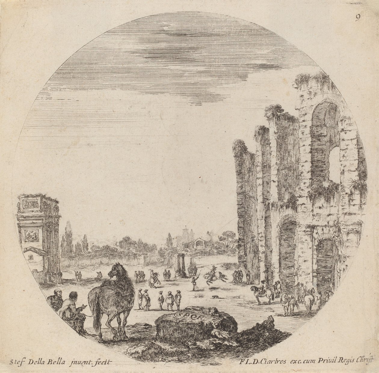 Colosseum en Boog van Constantijn, 1646 door Stefano della Bella