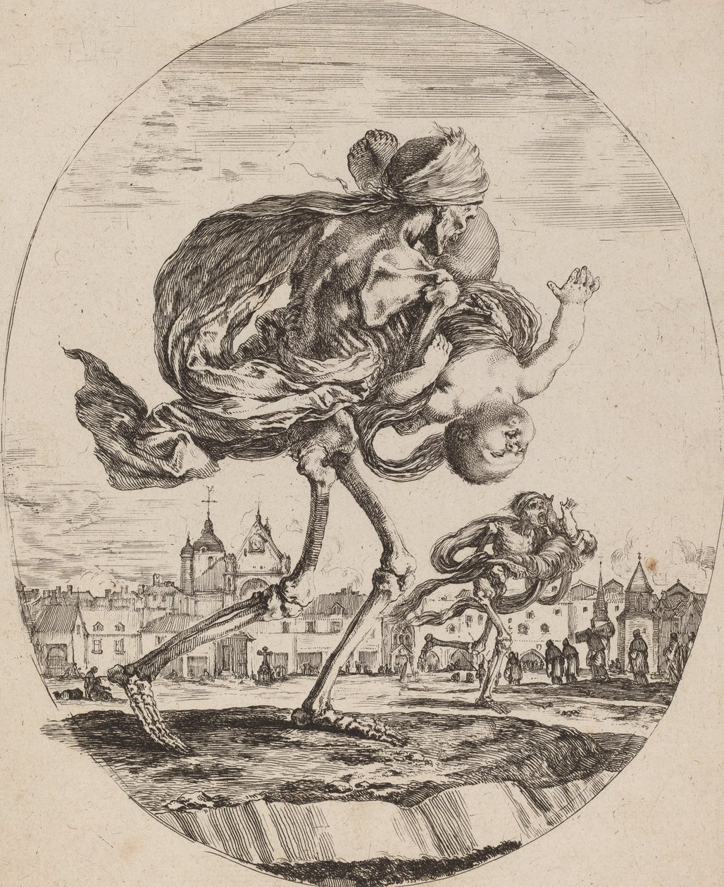 De dood draagt een kind naar rechts, waarschijnlijk 1648 door Stefano della Bella