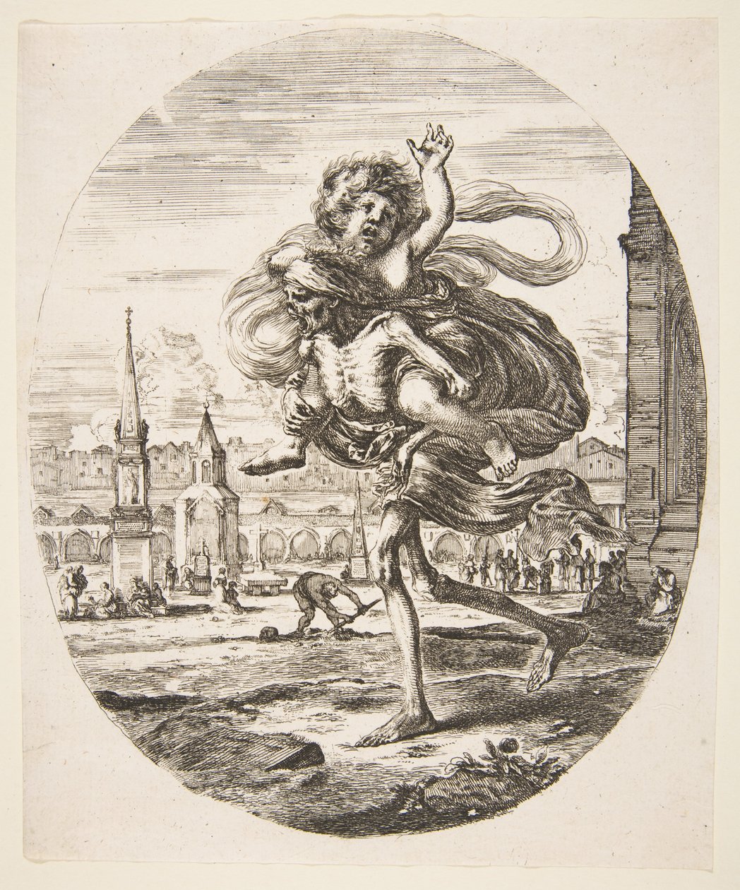 De Dood die een Kind Draagt, uit De vijf doden Les cinq Morts door Stefano della Bella