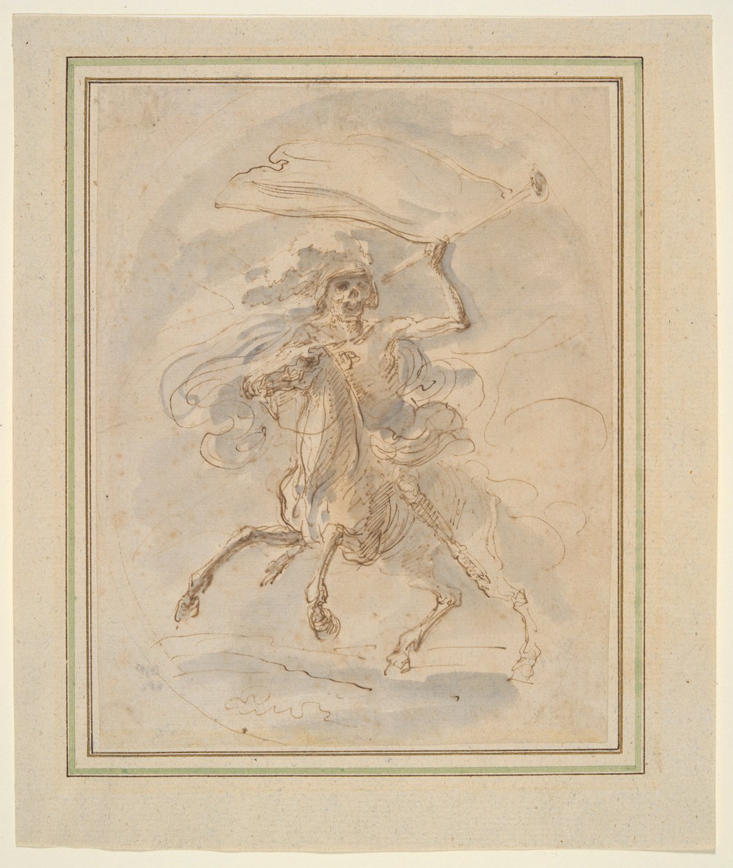 Dood op een paard, studie voor de ets door Stefano della Bella