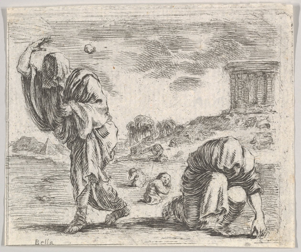Deucalion en Pyrrha, uit Spel van Mythologie door Stefano della Bella