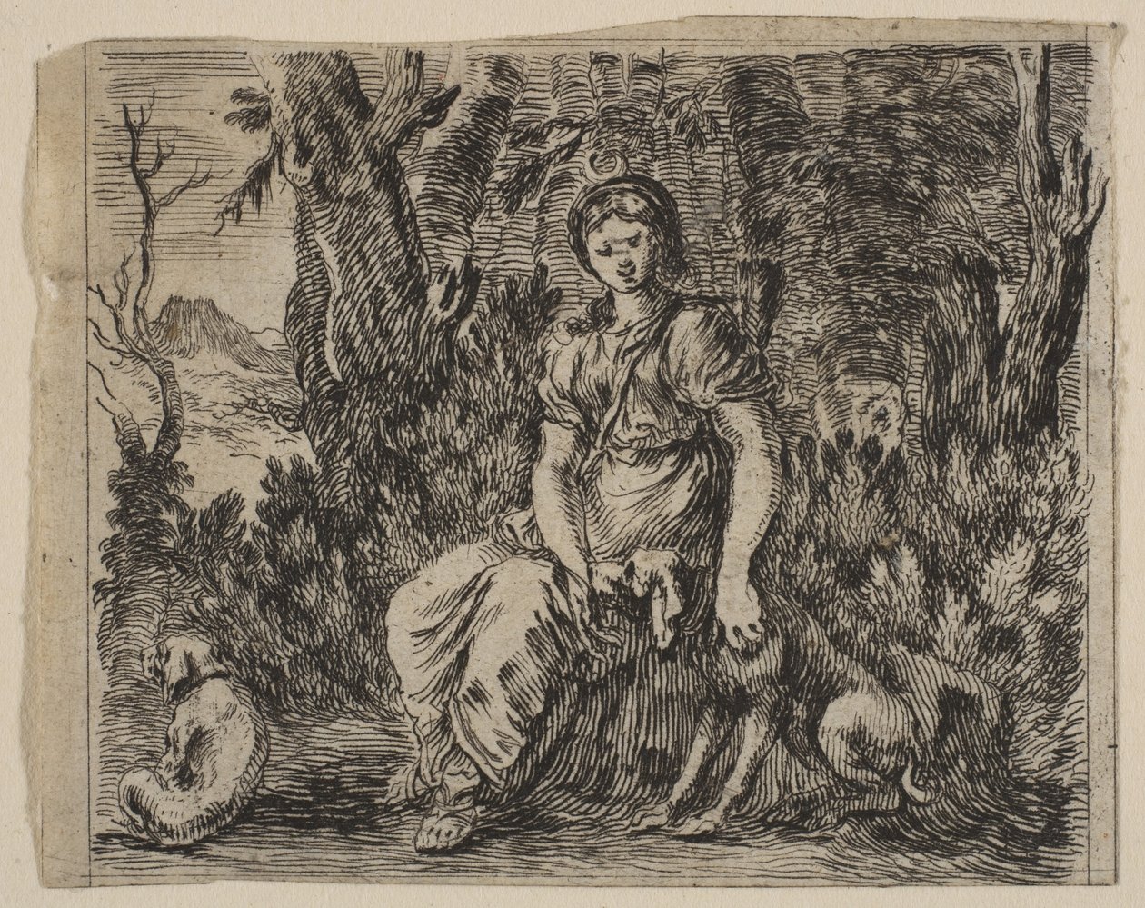 Diana, uit Spel van Mythologie door Stefano della Bella