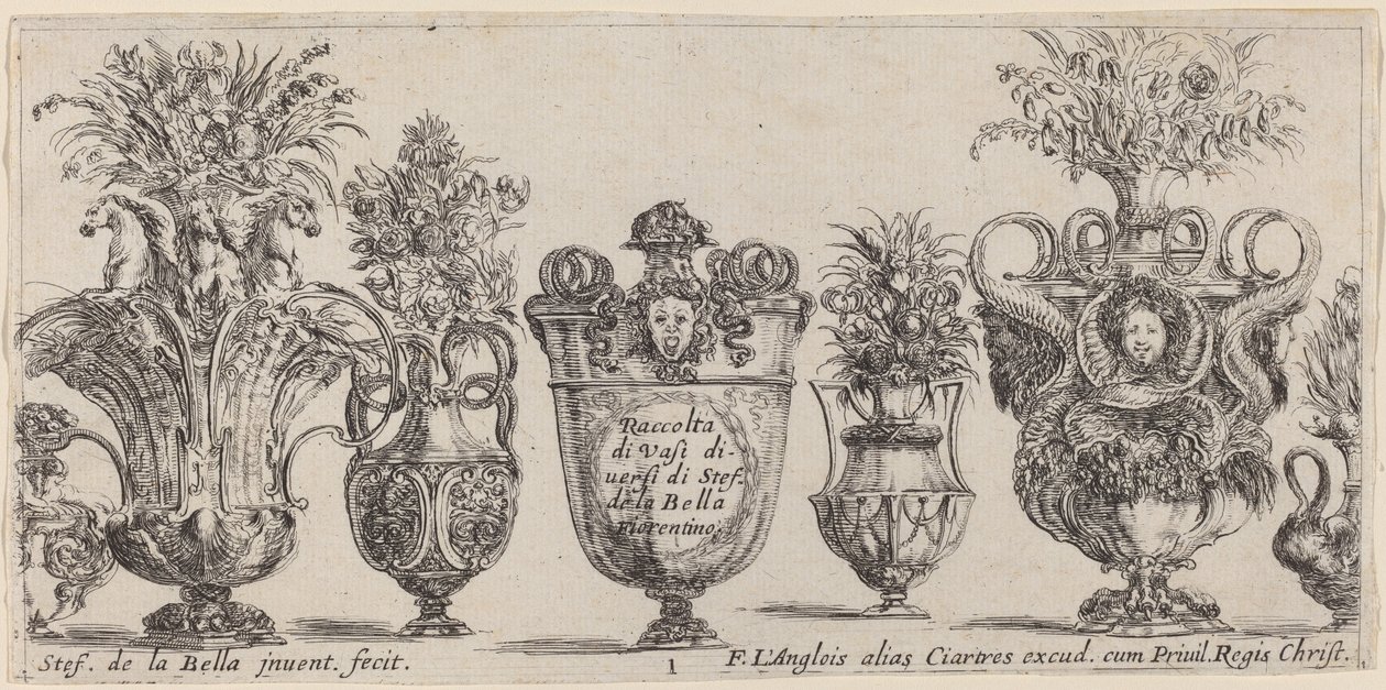 Fantastische Vazen, waarschijnlijk 1646 door Stefano della Bella