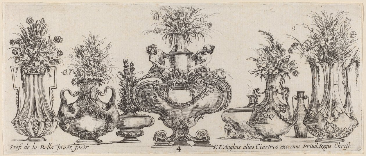 Fantastische vazen, waarschijnlijk 1646 door Stefano della Bella