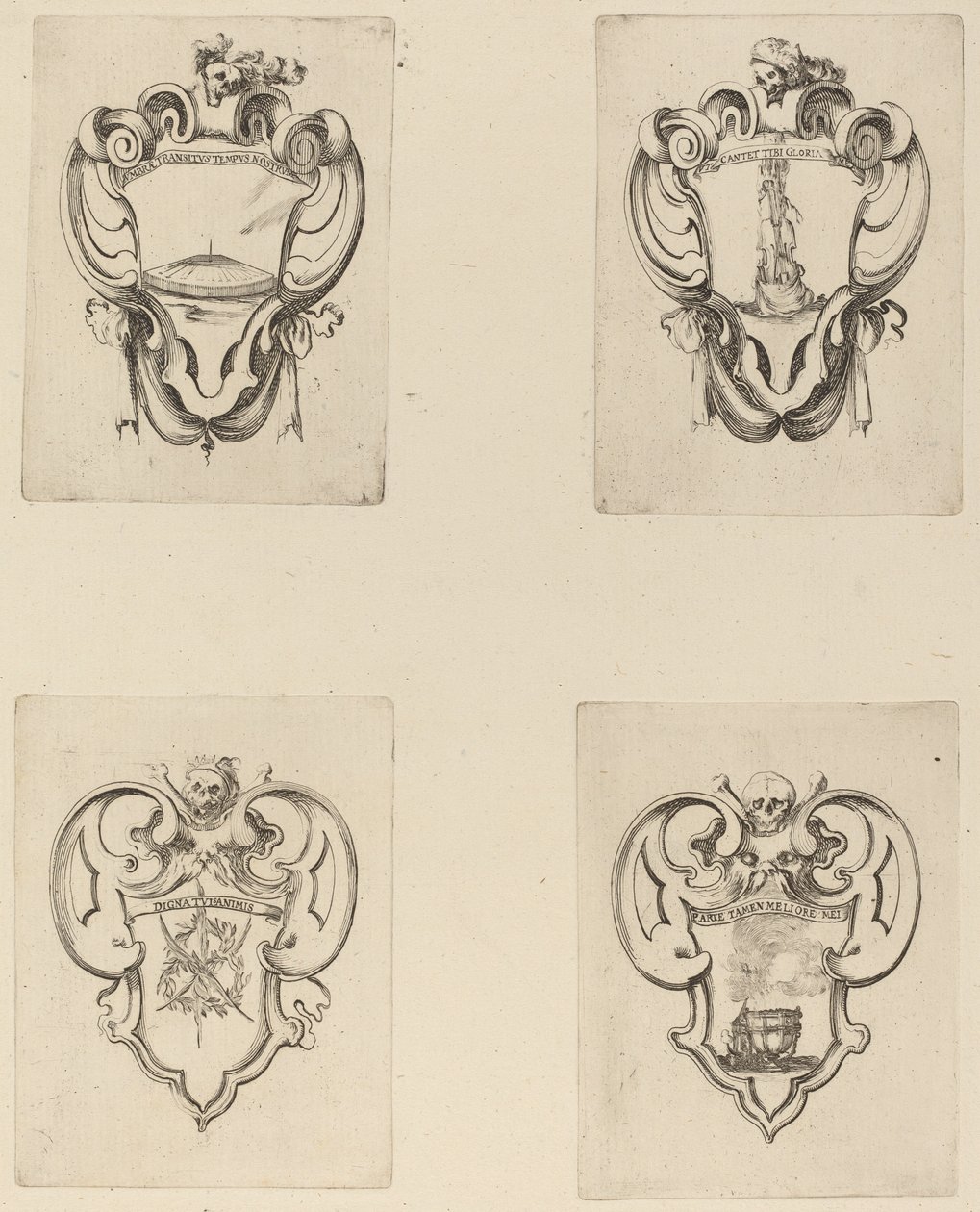Vier emblemen voor de begrafenis van Prins Francesco de Medici door Stefano della Bella