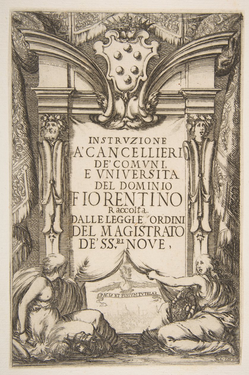 Frontispice voor de Instruzione a Cancellieri, 1635 door Stefano della Bella