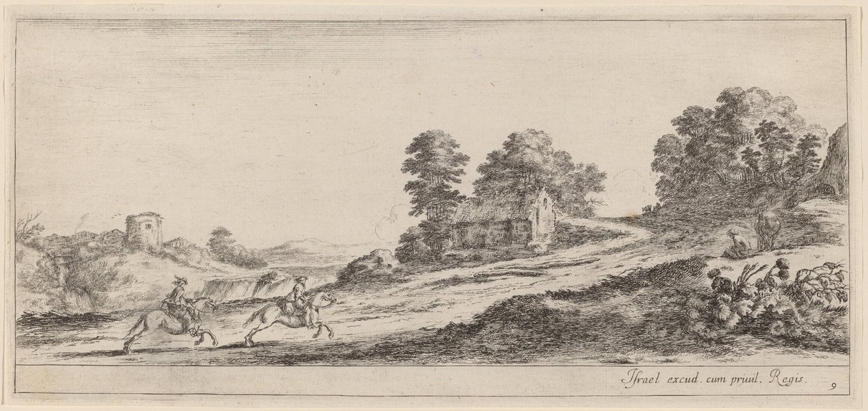 Galopperende ruiters, in of voor 1647 door Stefano della Bella