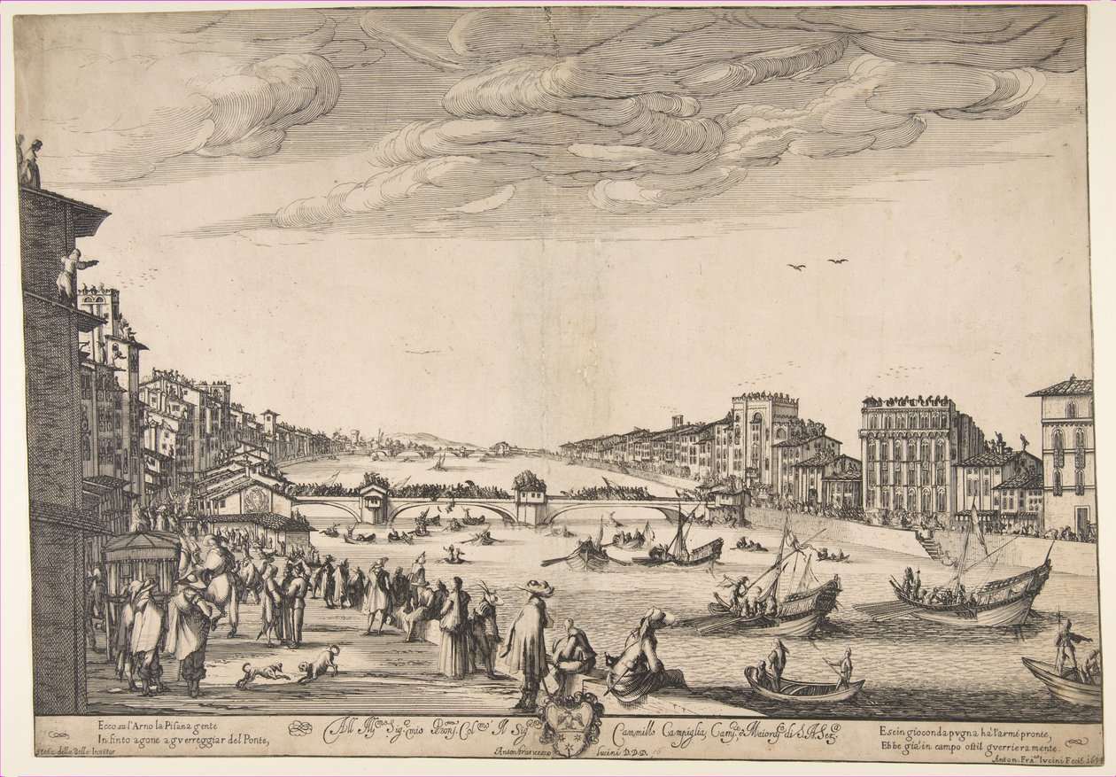 Spel van de Brug, Pisa door Stefano della Bella