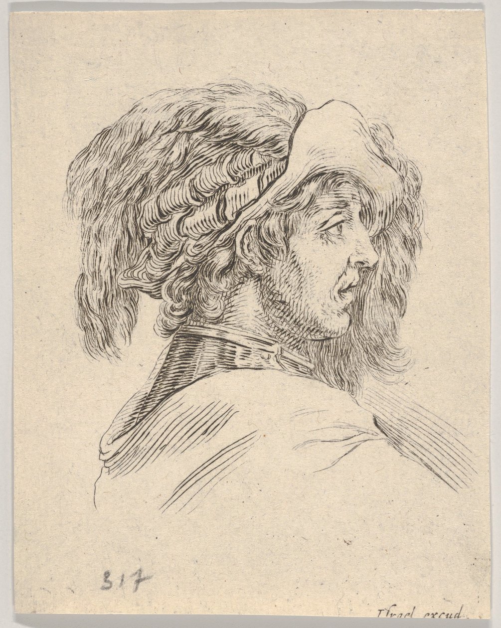 Hoofd van een Man zonder Baard, in Profiel naar Rechts, uit Diverse Hoofden en Figuren door Stefano della Bella