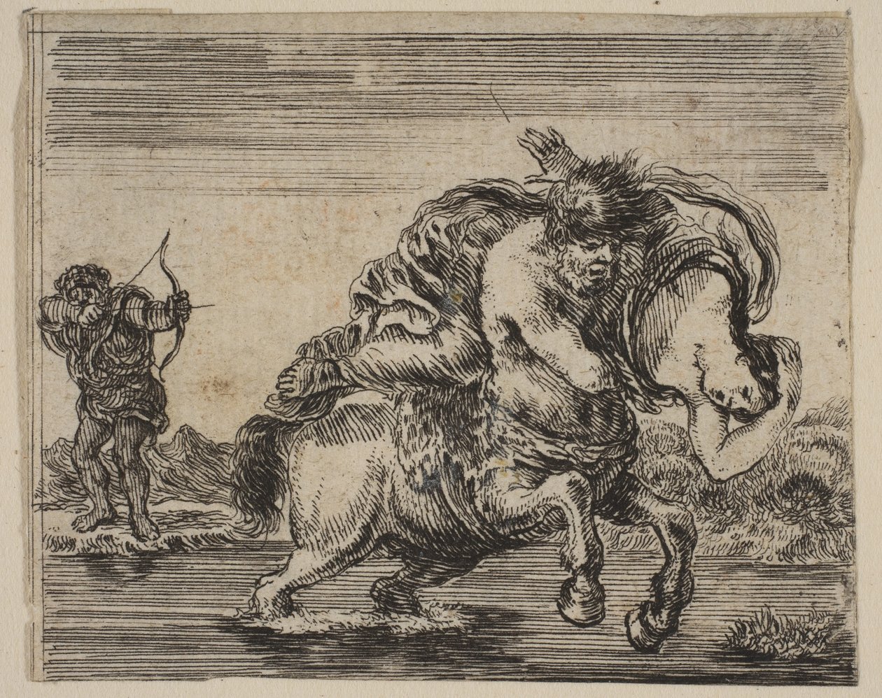 Hercules en Deianira, uit Spel van Mythologie Jeu de la Mythologie door Stefano della Bella