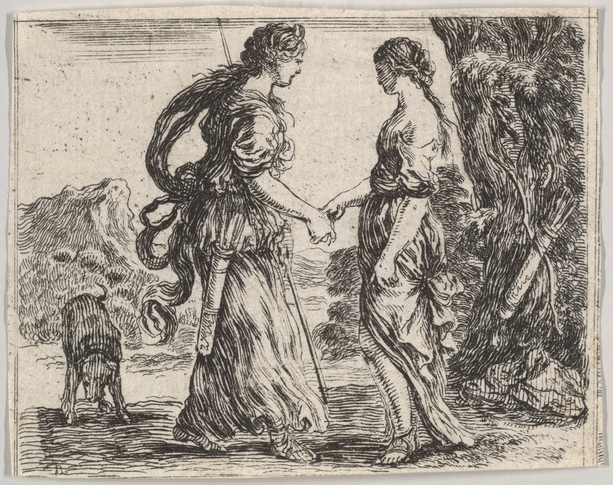Jupiter en Calisto, uit Spel van Mythologie Jeu de la Mythologie, 1644 door Stefano della Bella