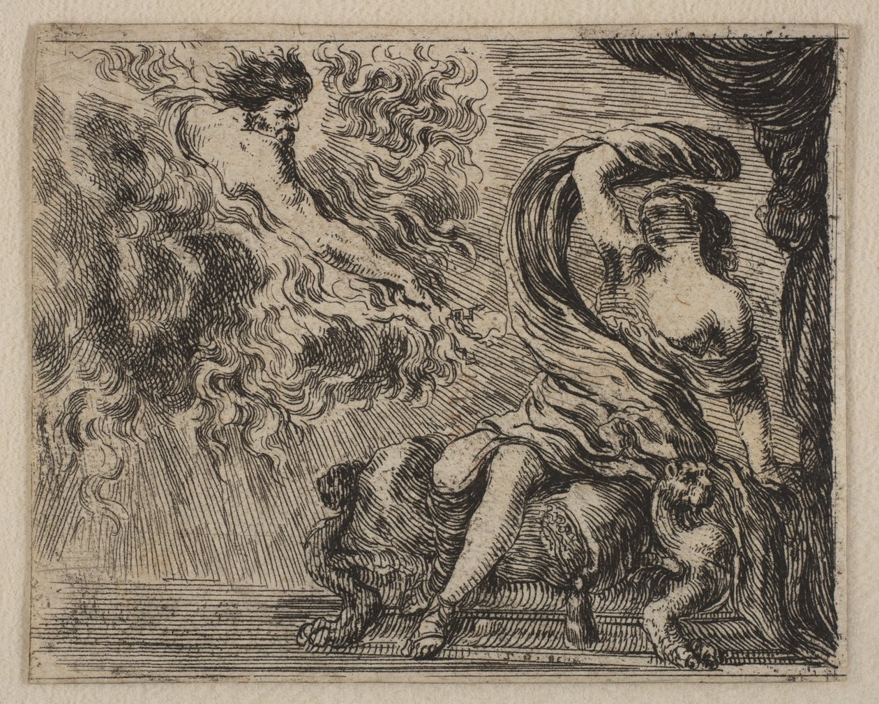 Jupiter en Semele, uit Spel van Mythologie Jeu de la Mythologie, 1644 door Stefano della Bella