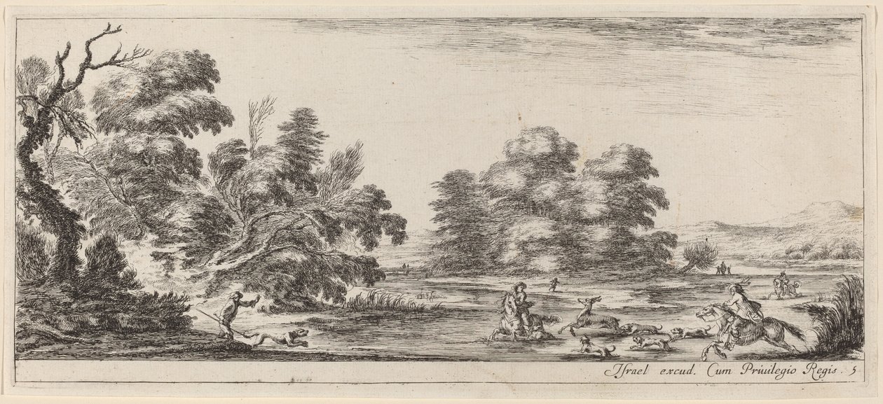 Landschap met Hertenjacht, in of voor 1647 door Stefano della Bella