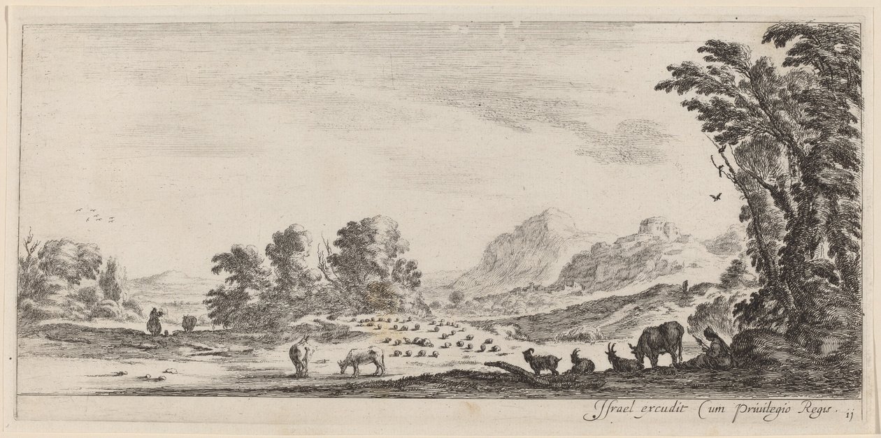 Landschap met Herder die zijn Kudde Bewaakt, in of voor 1647 door Stefano della Bella
