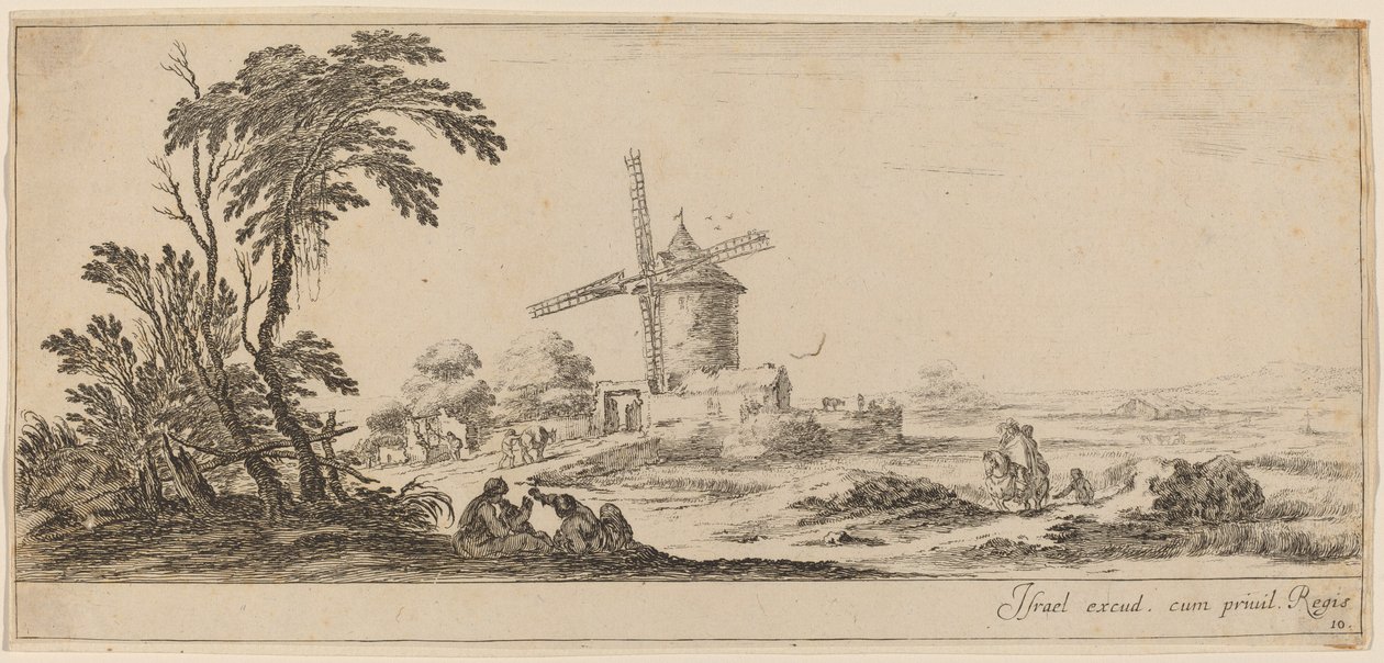 Landschap met Windmolen door Stefano della Bella