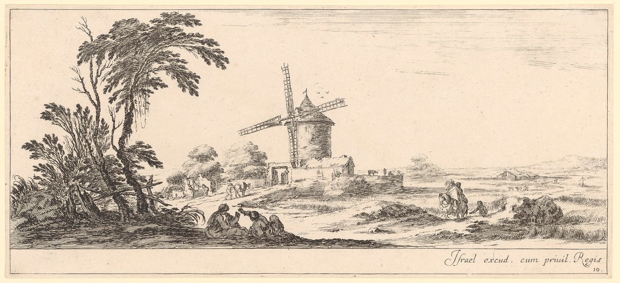 Landschap met windmolen door Stefano della Bella