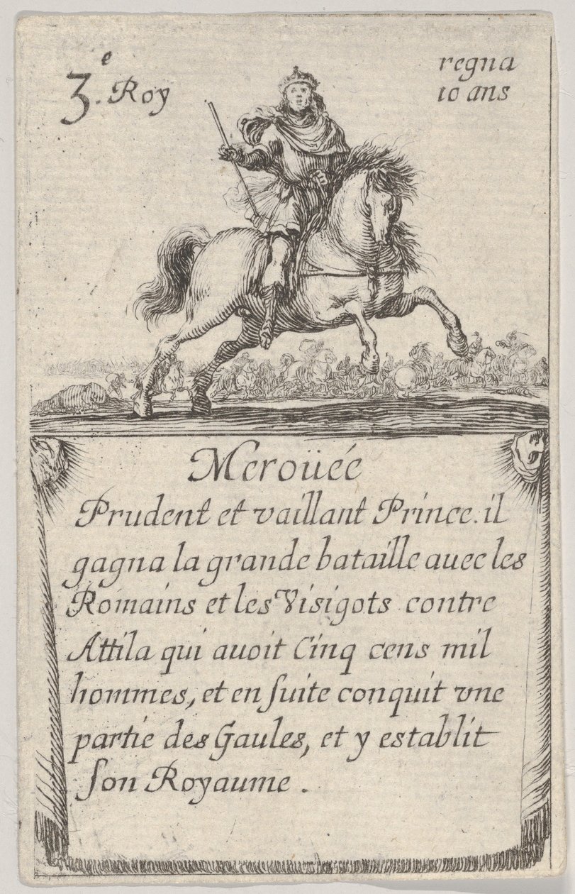 Meroüée Prudent et vaillant..., uit Spel van de Koningen van Frankrijk, 1644 door Stefano della Bella