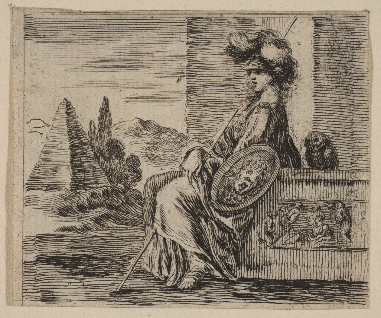 Pallas, uit Spel van Mythologie Jeu de la Mythologie, 1644 door Stefano della Bella
