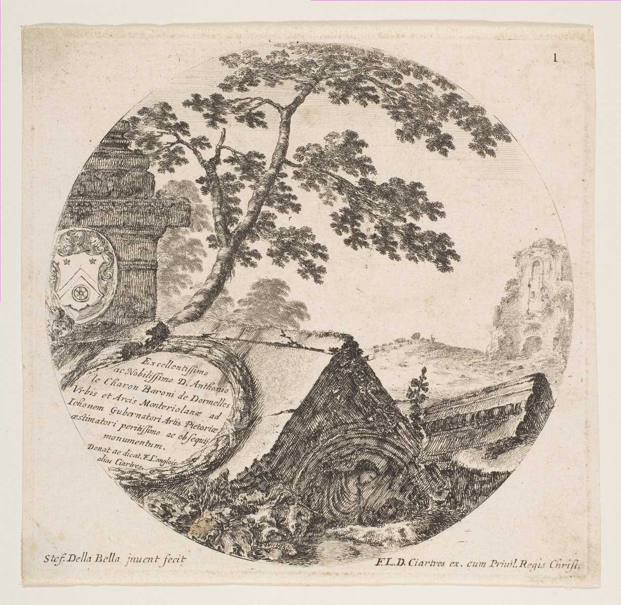 Fragmenten van oude monumenten, uit Romeinse Landschappen en Ruïnes door Stefano della Bella