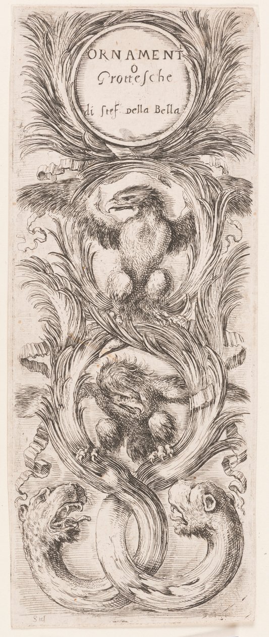 Plaat, uit de serie Ornamenti o grottesche door Stefano della Bella