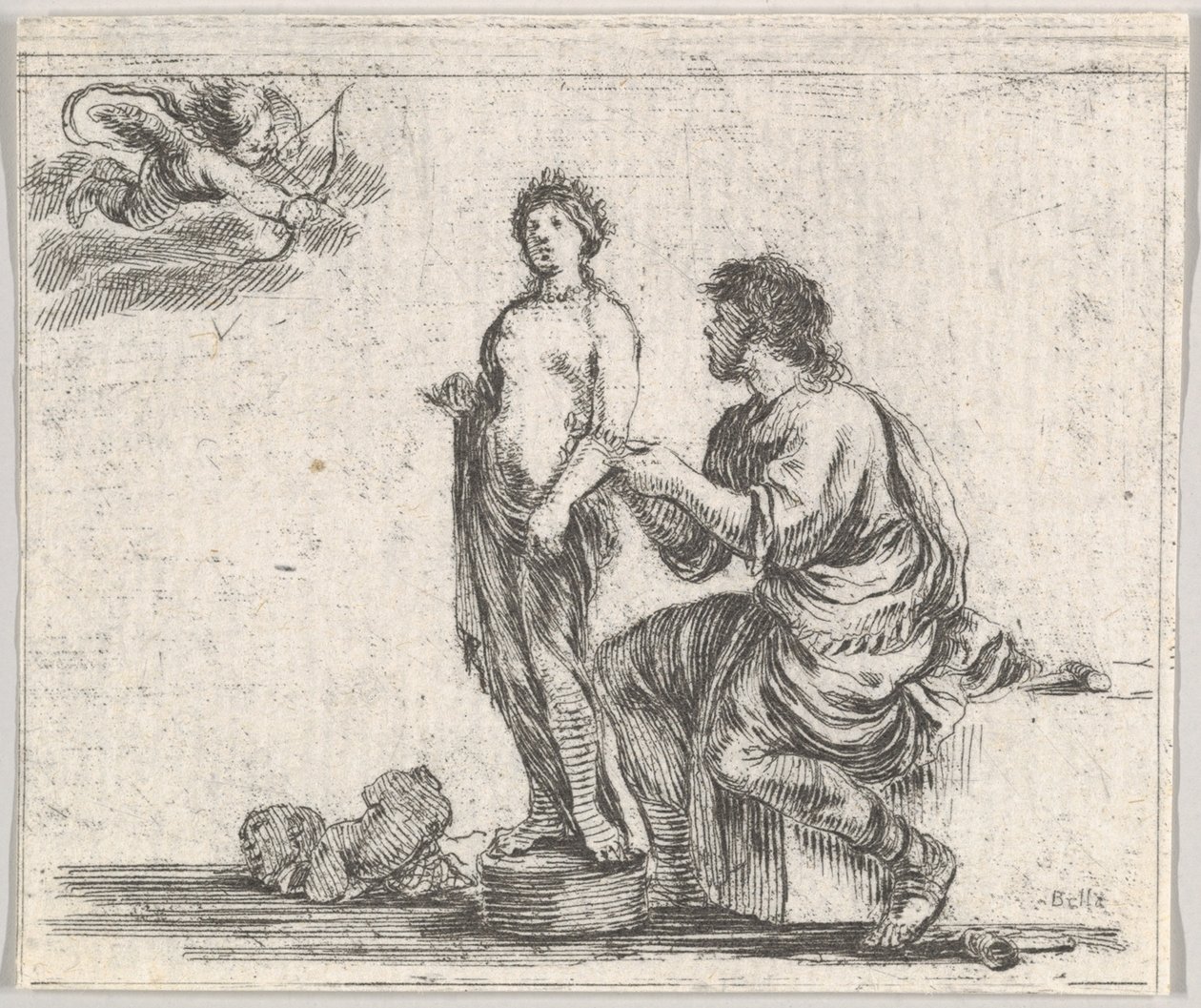 Pygmalion, uit Spel van Mythologie Jeu de la Mythologie, 1644 door Stefano della Bella