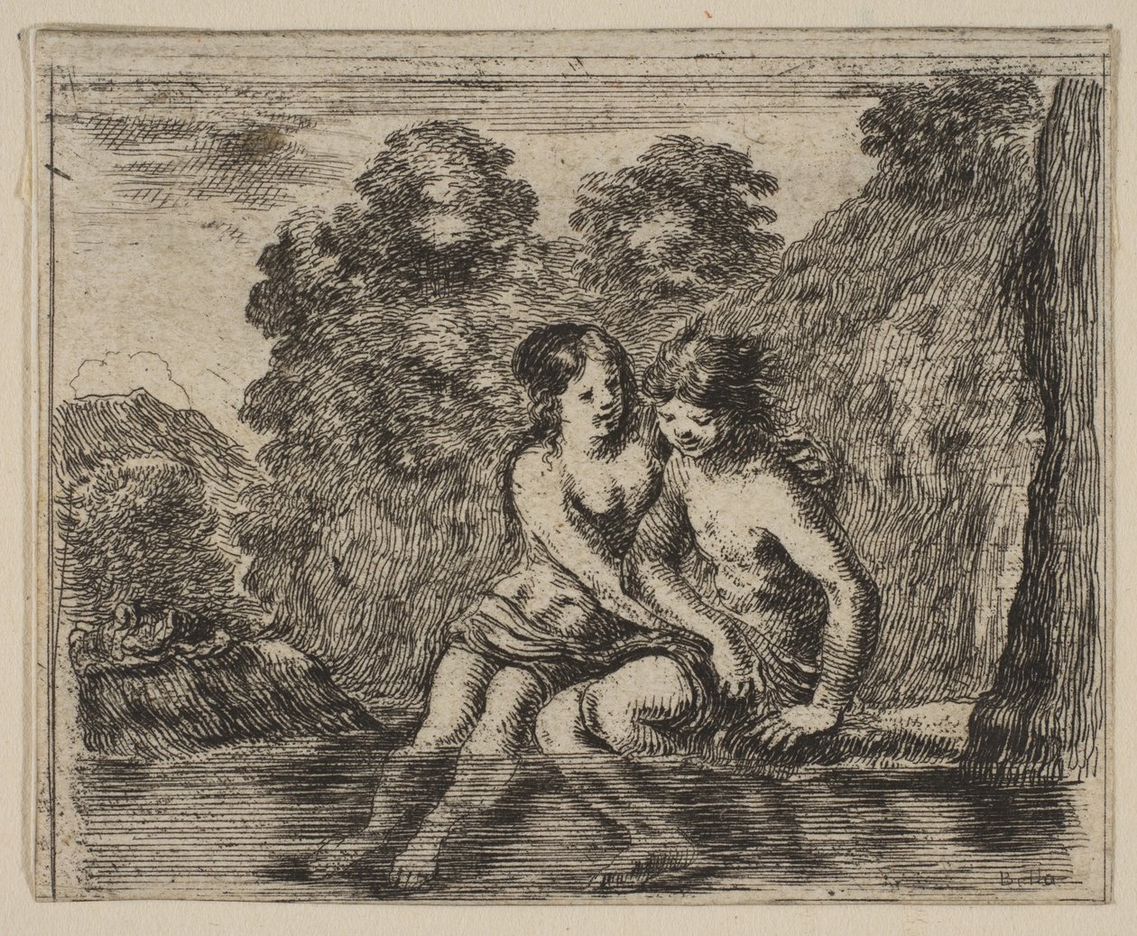 Salmacis en Hermafrodiet, uit Spel van Mythologie Jeu de la Mythologie, 1644 door Stefano della Bella