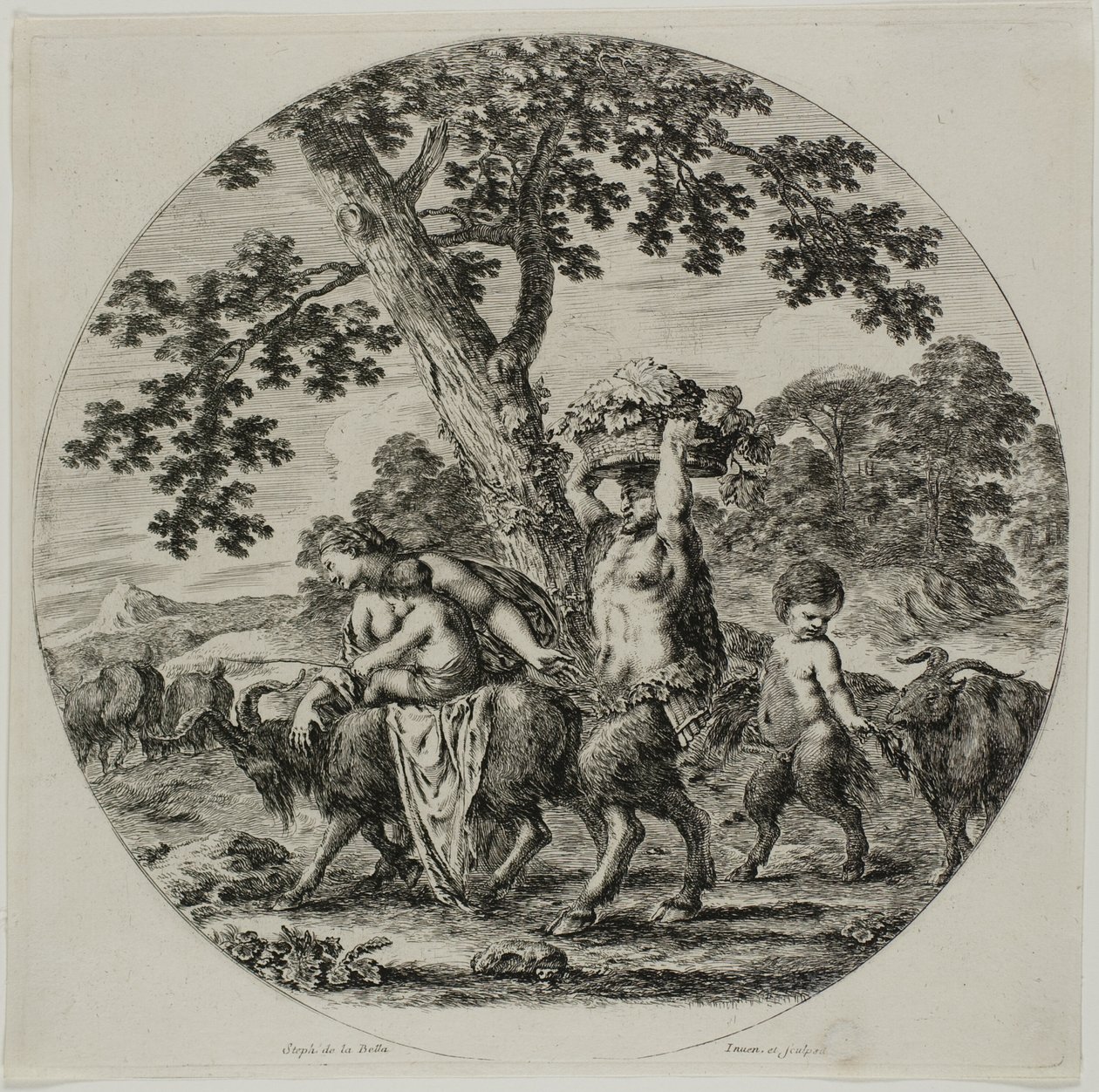 Satyr Familie Wandelend door Stefano della Bella