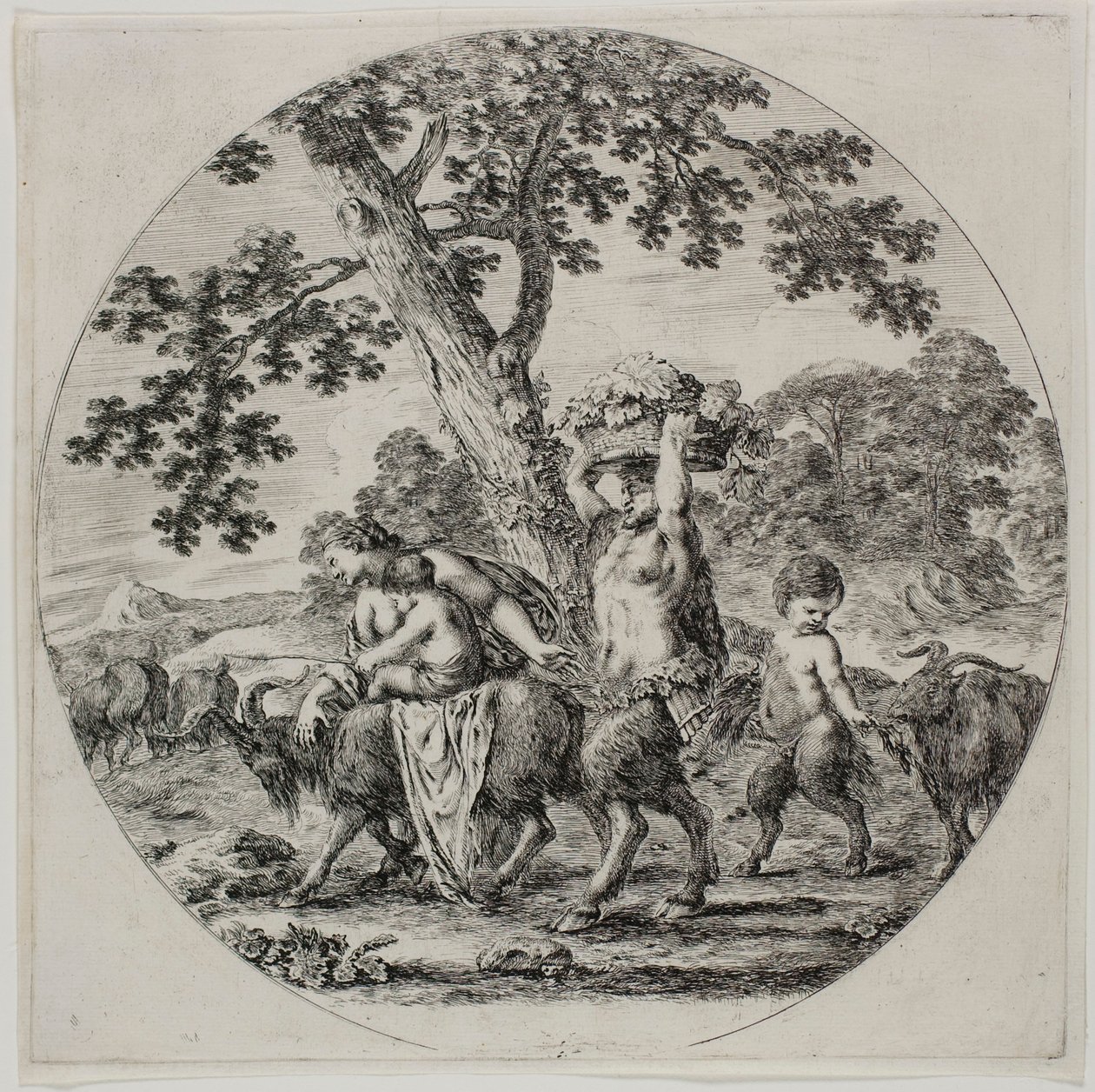 Satyrfamilie aan het wandelen door Stefano della Bella