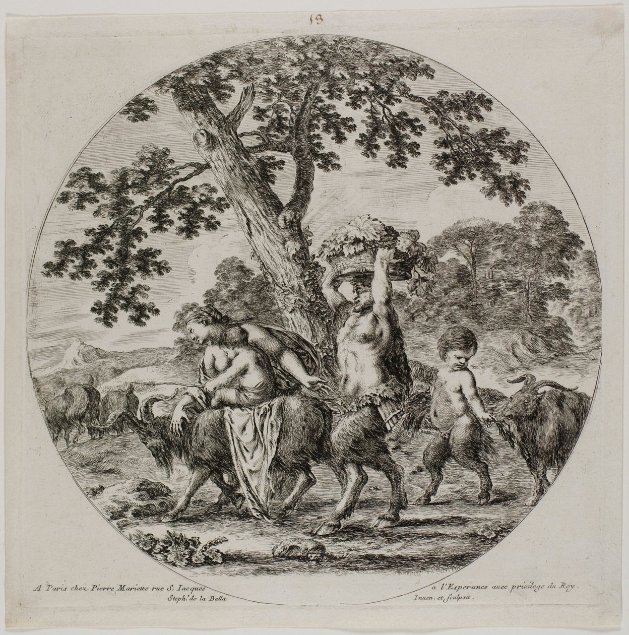 Satyr Familie Wandelt door Stefano della Bella