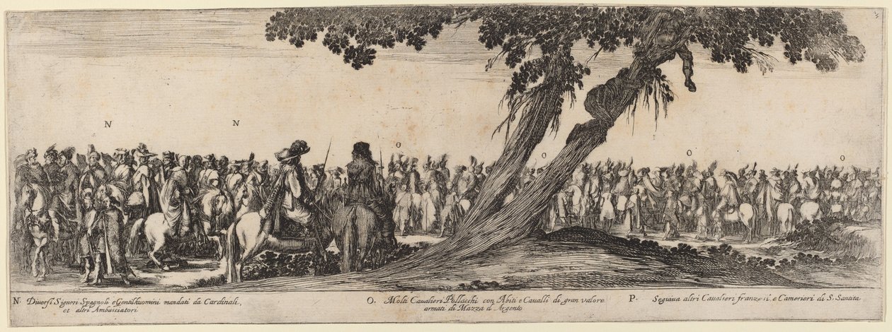 Spaanse heren, Poolse en Franse ruiters door Stefano della Bella