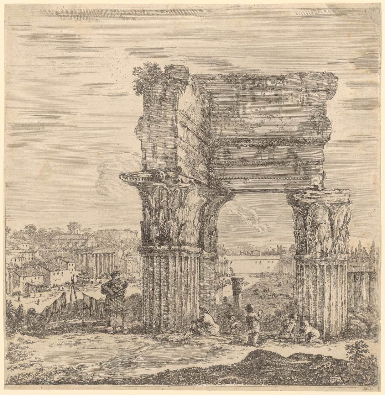 De tempel van Concordia en het Forum Romanum door Stefano della Bella