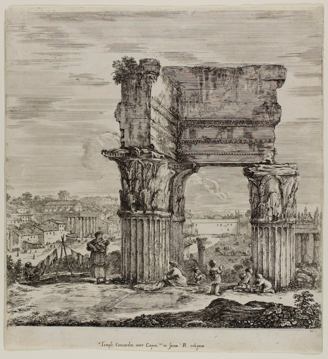 Tempel van Concordia en het Romeinse Forum door Stefano della Bella