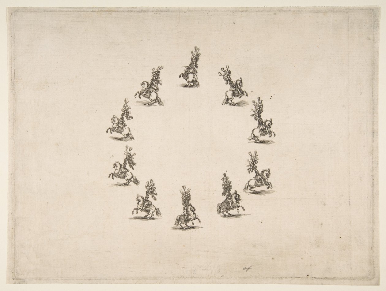 Tien ruiters die een cirkel vormen, 1652 door Stefano della Bella