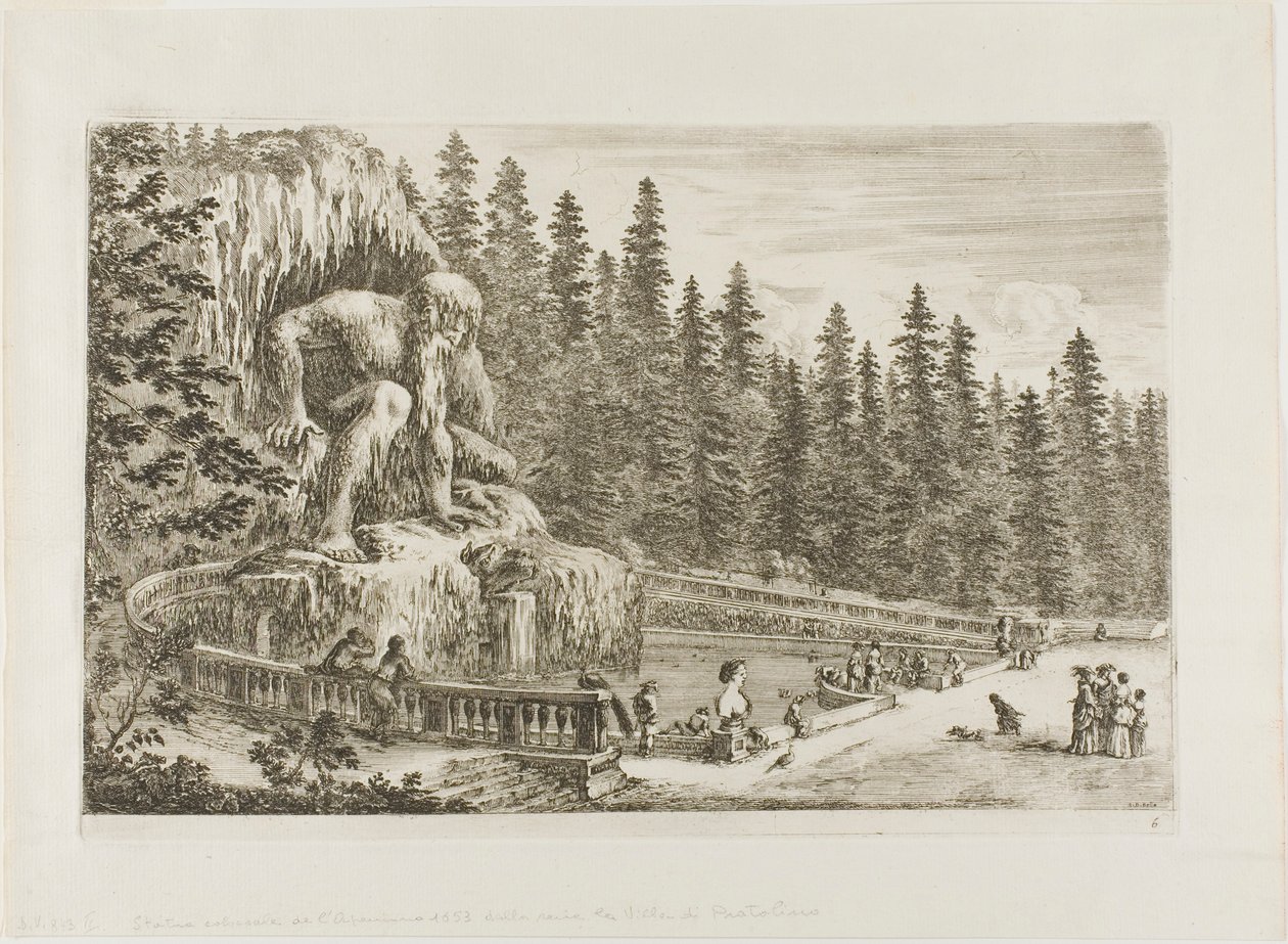 Het Kolossale Standbeeld van de Apennijnen, uit Zichten van Villa di Pratolino door Stefano della Bella
