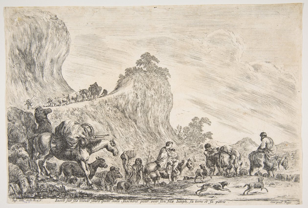 De reis van Jakob in Egypte, ca. 1647 door Stefano della Bella