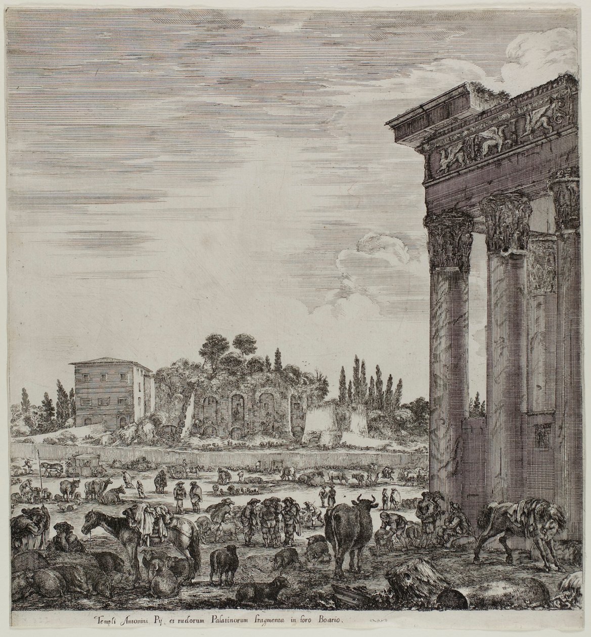 De Tempel van Antonin en de Campo Vaccino door Stefano della Bella