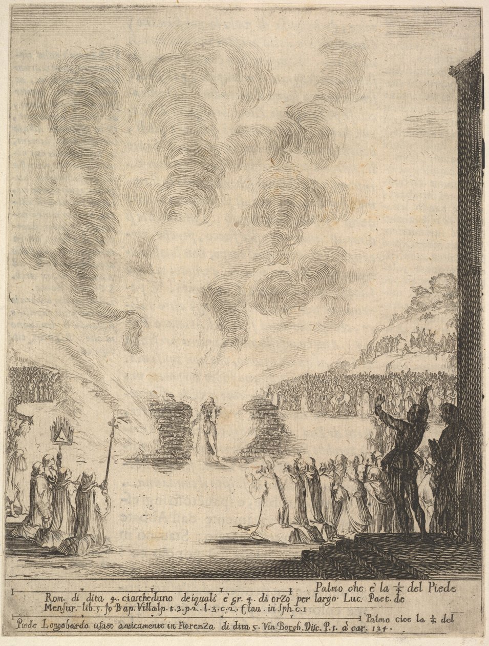 De vuurproef, de monnik Peter, de discipel Sint Jan Gualbert, die door het vuur gaat, 1640 door Stefano della Bella