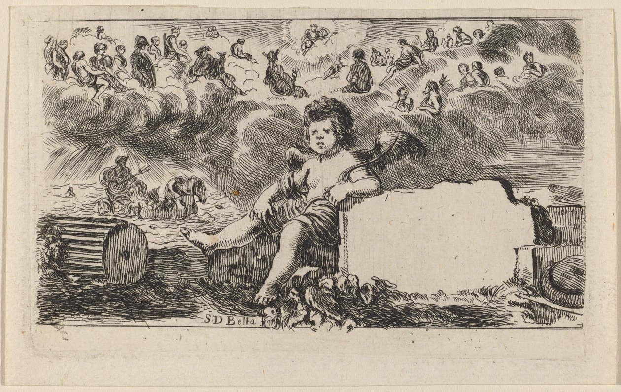 Titelpagina voor Jeu des Mythologie, 1644 door Stefano della Bella
