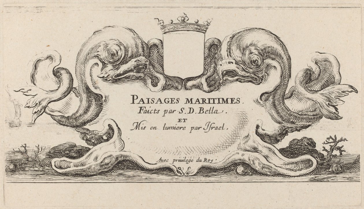 Titelpagina voor "Paysages maritimes" door Stefano della Bella
