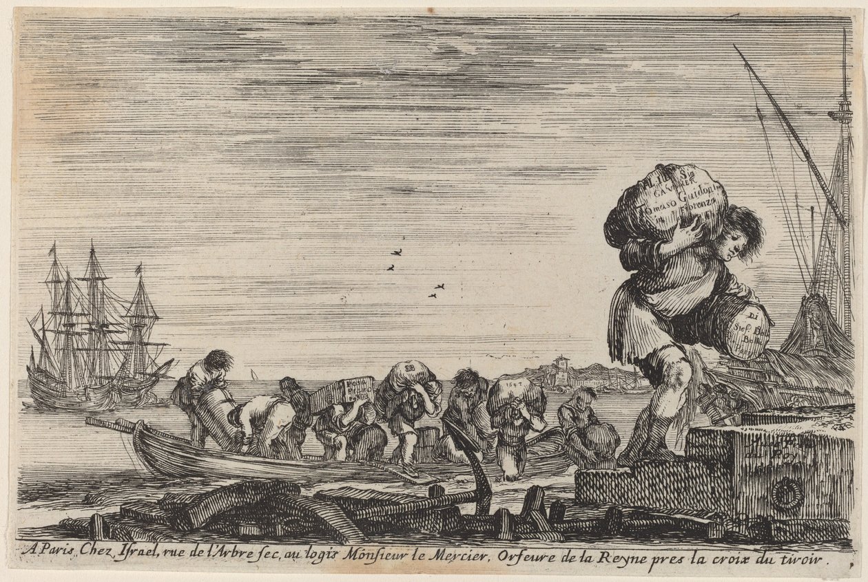 Titelpagina voor "Gezichten van de Havens van de Zee" door Stefano della Bella