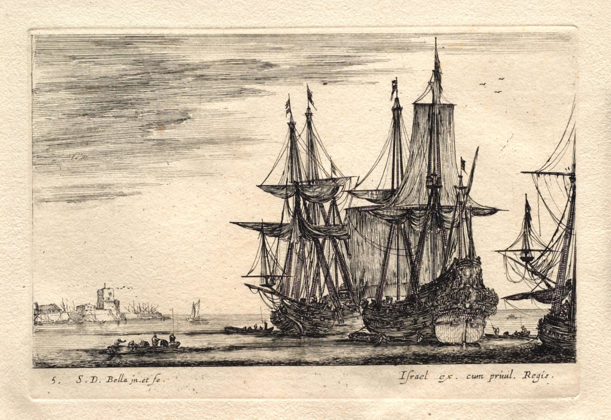 Twee boten staan op het punt het anker te lichten door Stefano della Bella