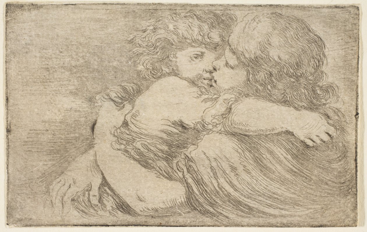 Twee Kinderen Omhelzen Elkaar, ca. 1662 door Stefano della Bella