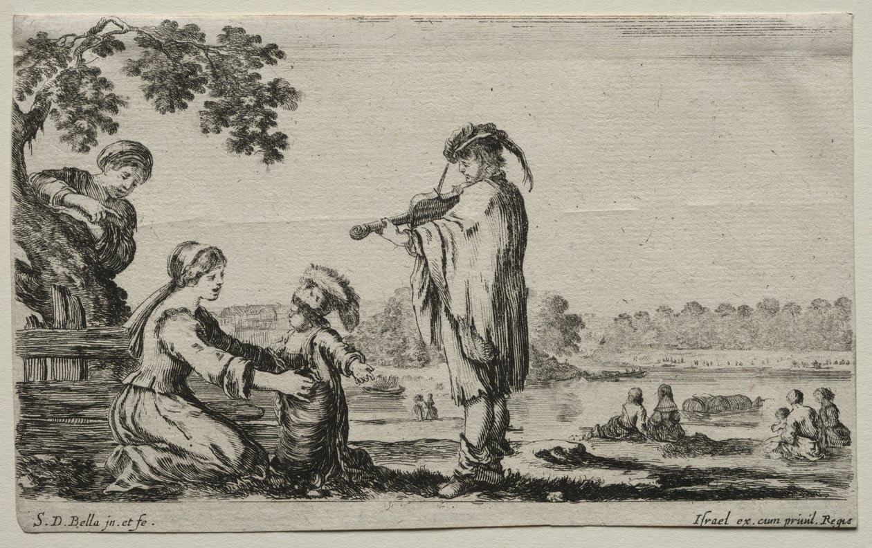 Verschillende Figuren en Landschappen: Een Vioolspeler door Stefano della Bella