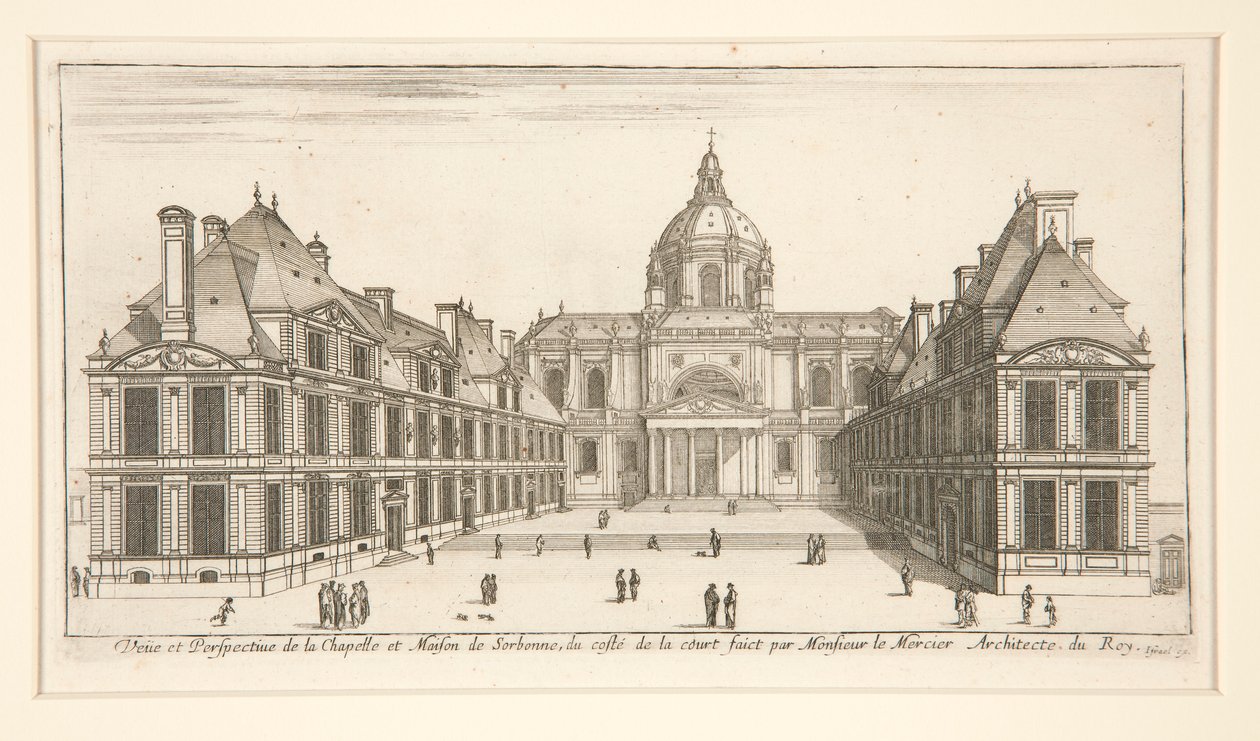 Veue et Perspective de la Chapelle et Maison de Sorbonne door Stefano della Bella