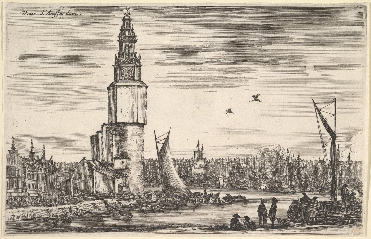 Uitzicht op Amsterdam, uit „Uitzichten op zeehavens“ door Stefano della Bella
