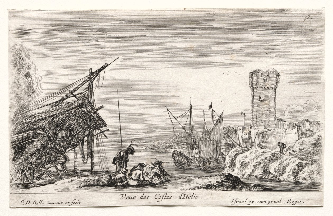 Uitzicht op de Italiaanse kust door Stefano della Bella